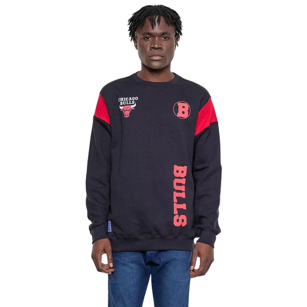 Moletom Chicago Bulls autêntico NBA Rib Sleeve Preto
