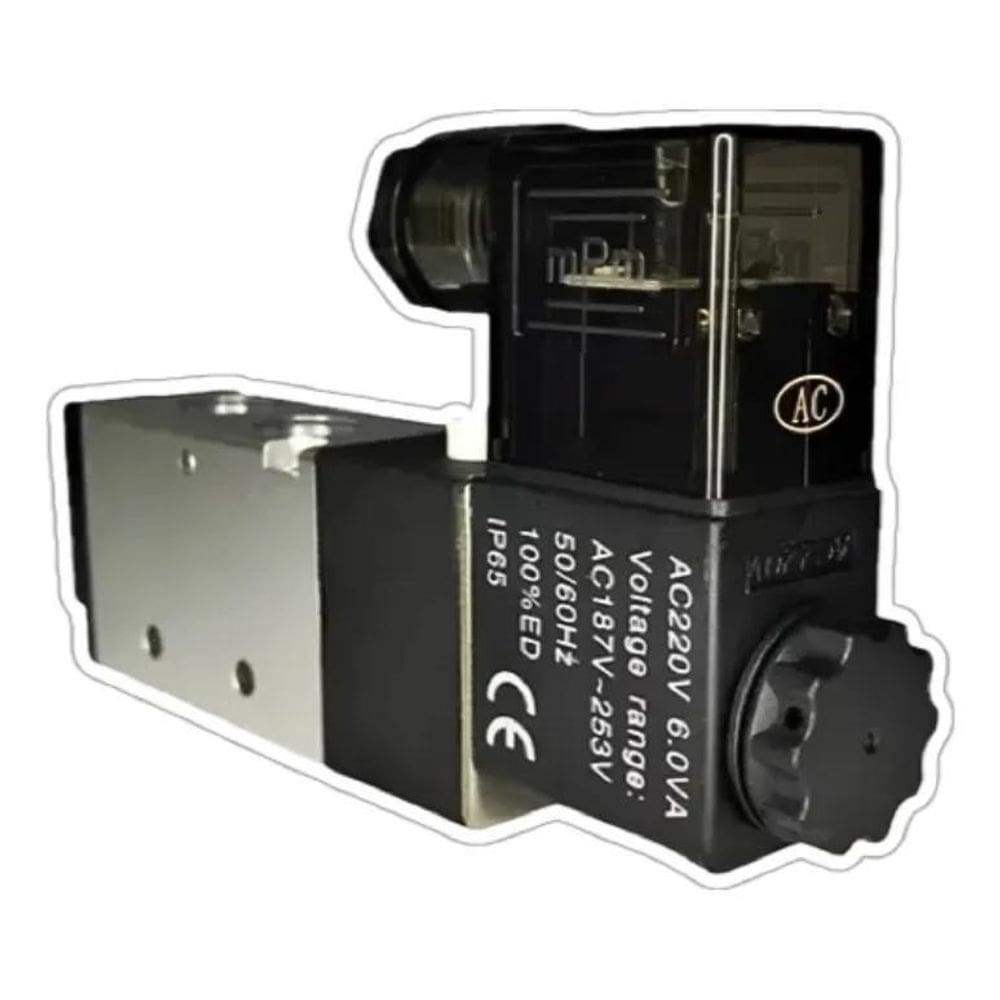 Válvula Solenóide Pneumática Direcional 5/2 Vias 1/4 220V