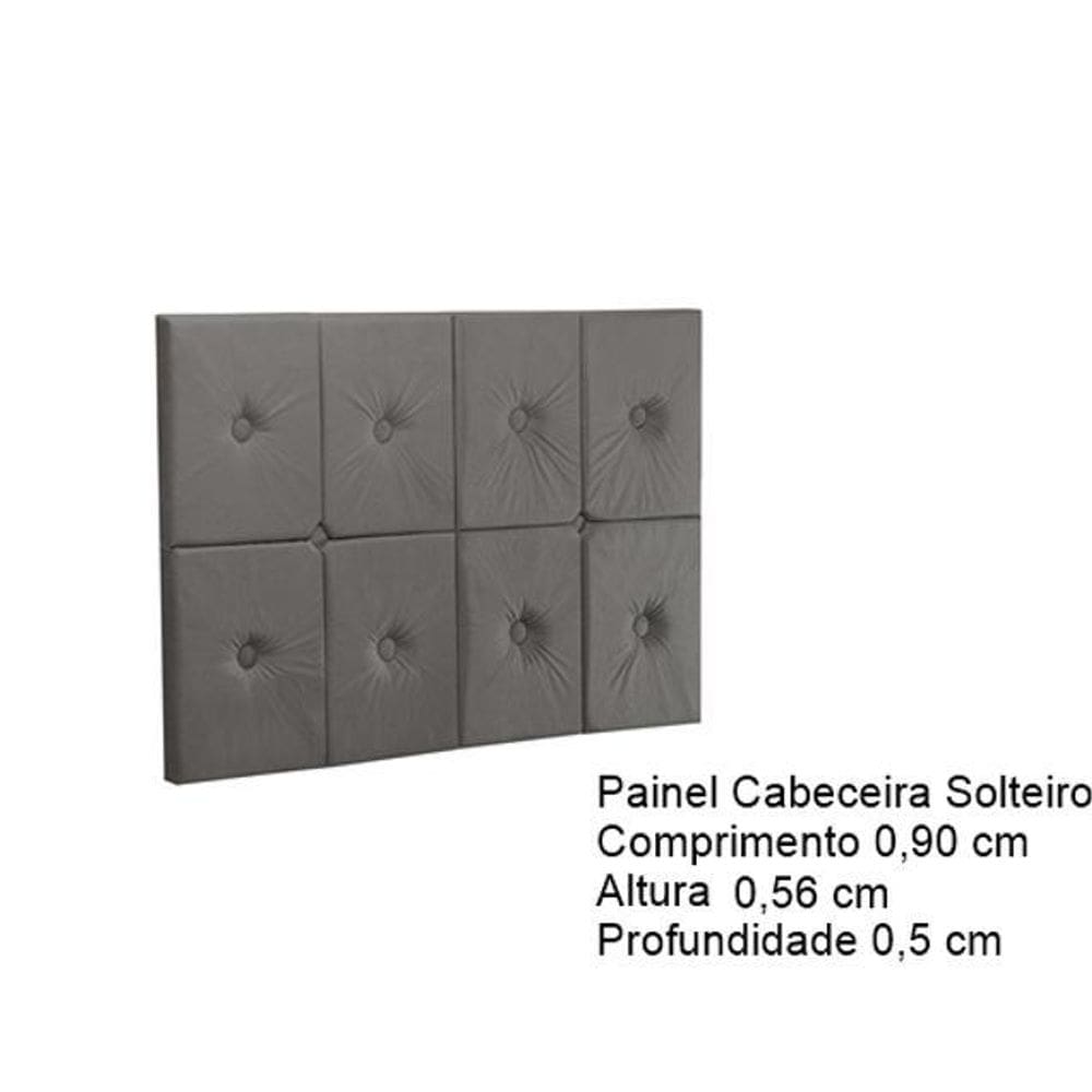 Painel Cama Box Botão Solteiro 0,90 Elegance Cor Cinza