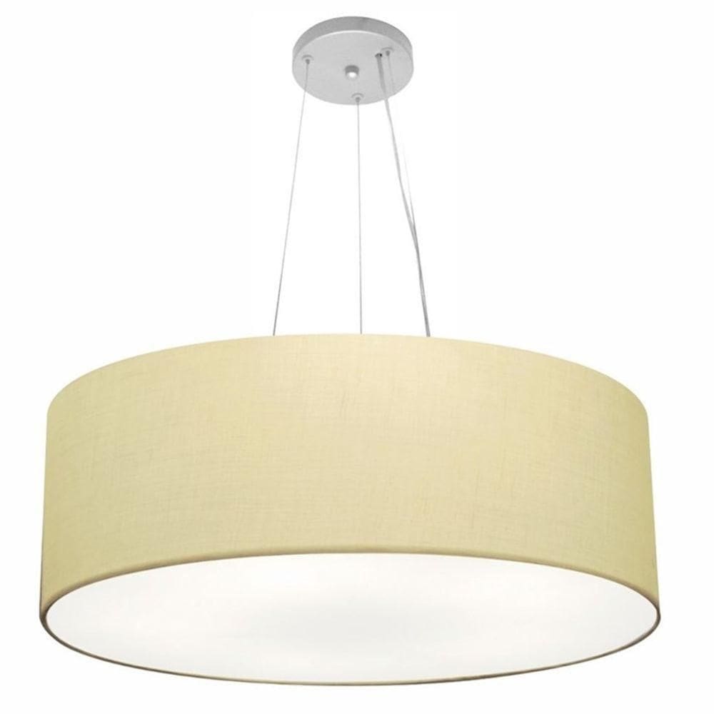 Lustre Pendente Cilíndrico Md-4010 Cúpula Em Tecido 60x21cm Algodão Crú - Bivolt