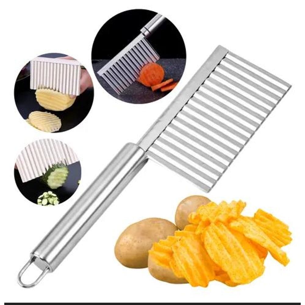 Cortador Aço Inox Ondulado Chips Queijo Batata Legumes Fruta Aço Inoxidável