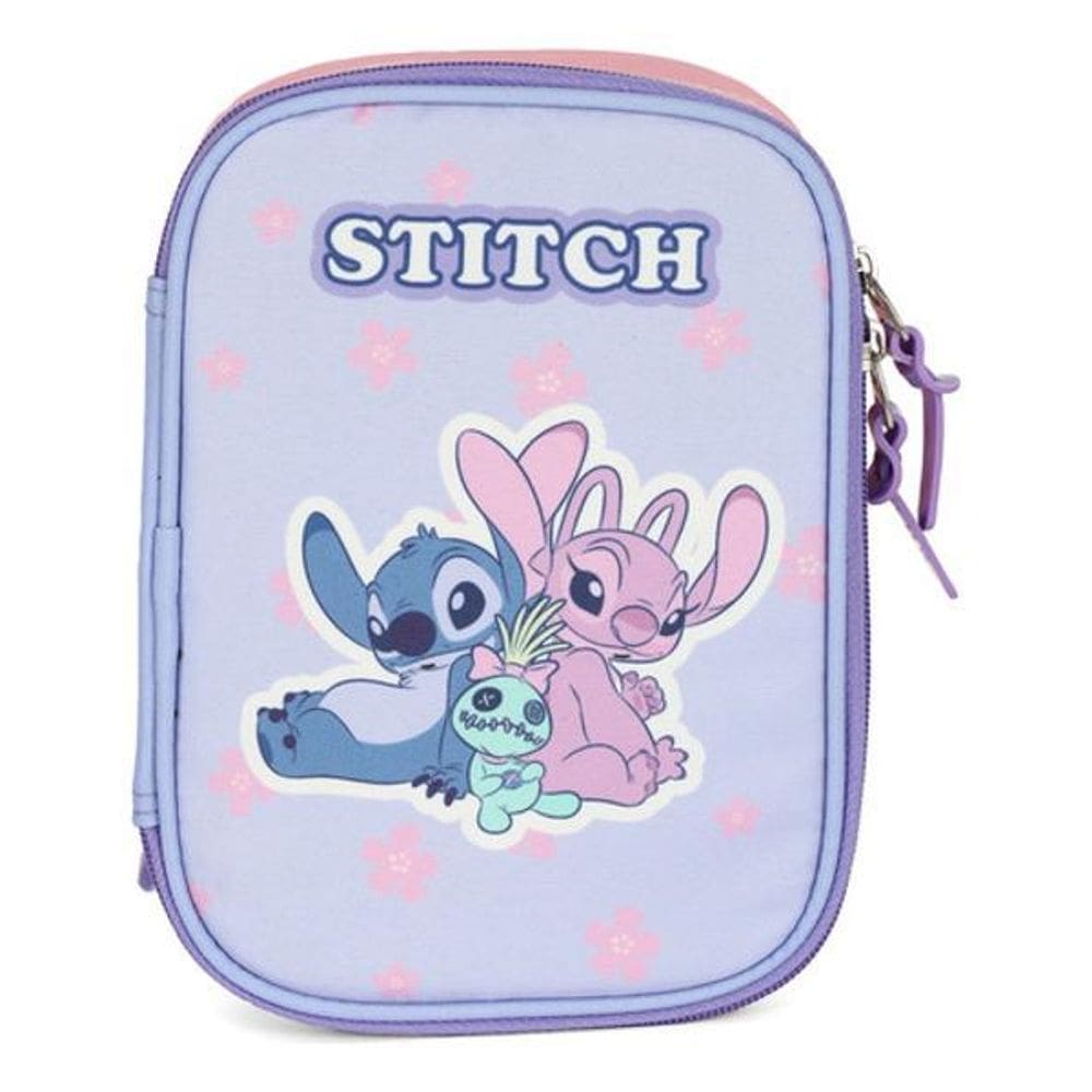 Estojo 100 Pens Escolar Juvenil Stitch Atoalhado