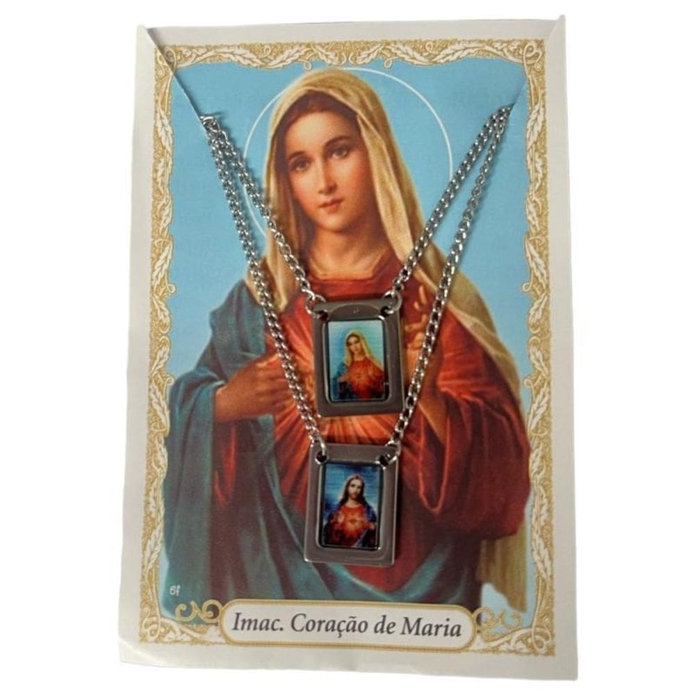 Escapulário Católico Em Aço Inox Foto 32 Cm - Escolha O Seu