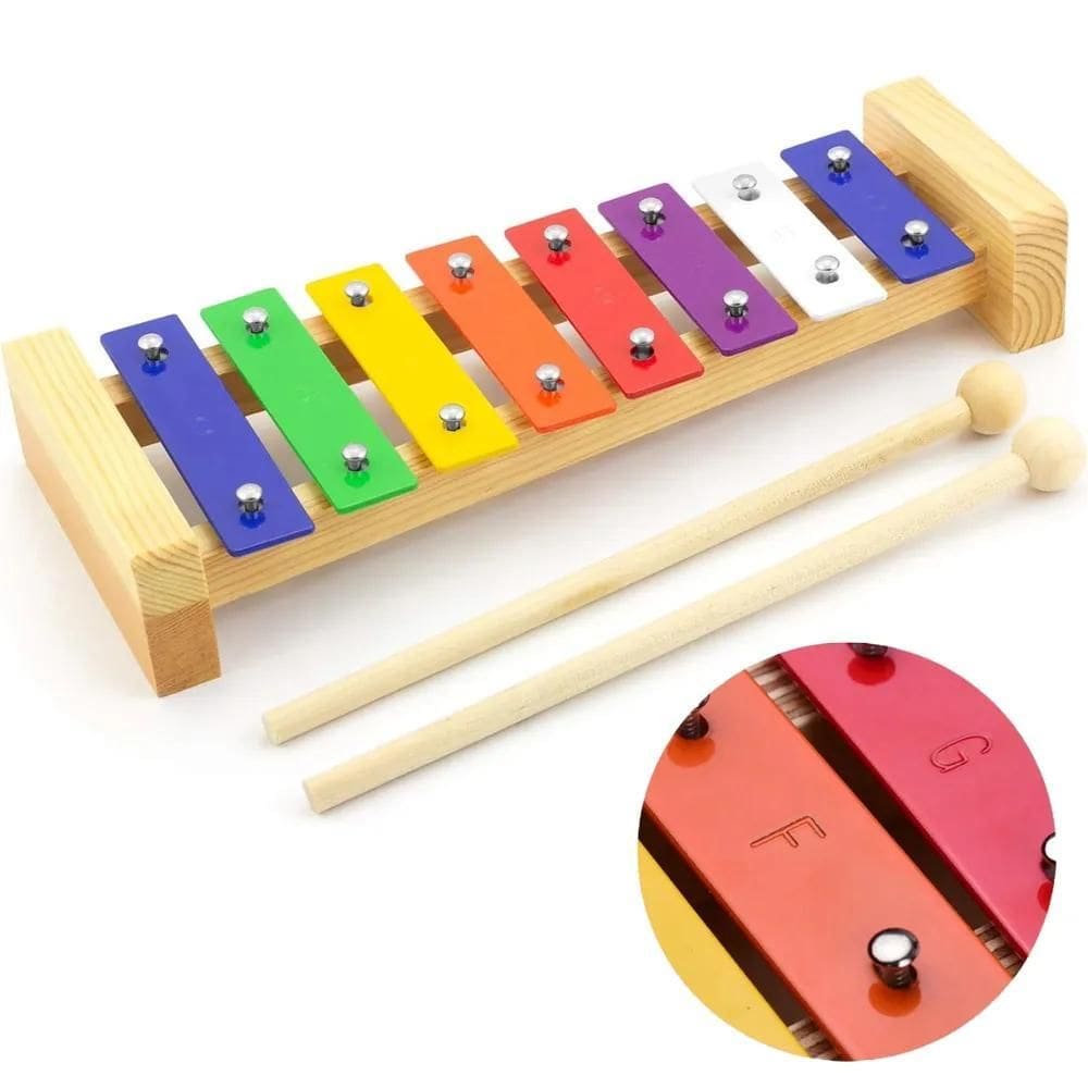2X Metalofone Xilofone Infantil 8 Notas Rítmica Profissional