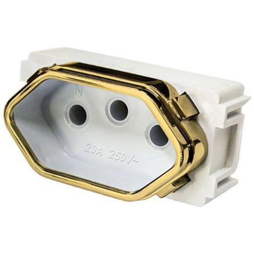 Modulo Tomada 20A - Dicompel Novara Branco Gold