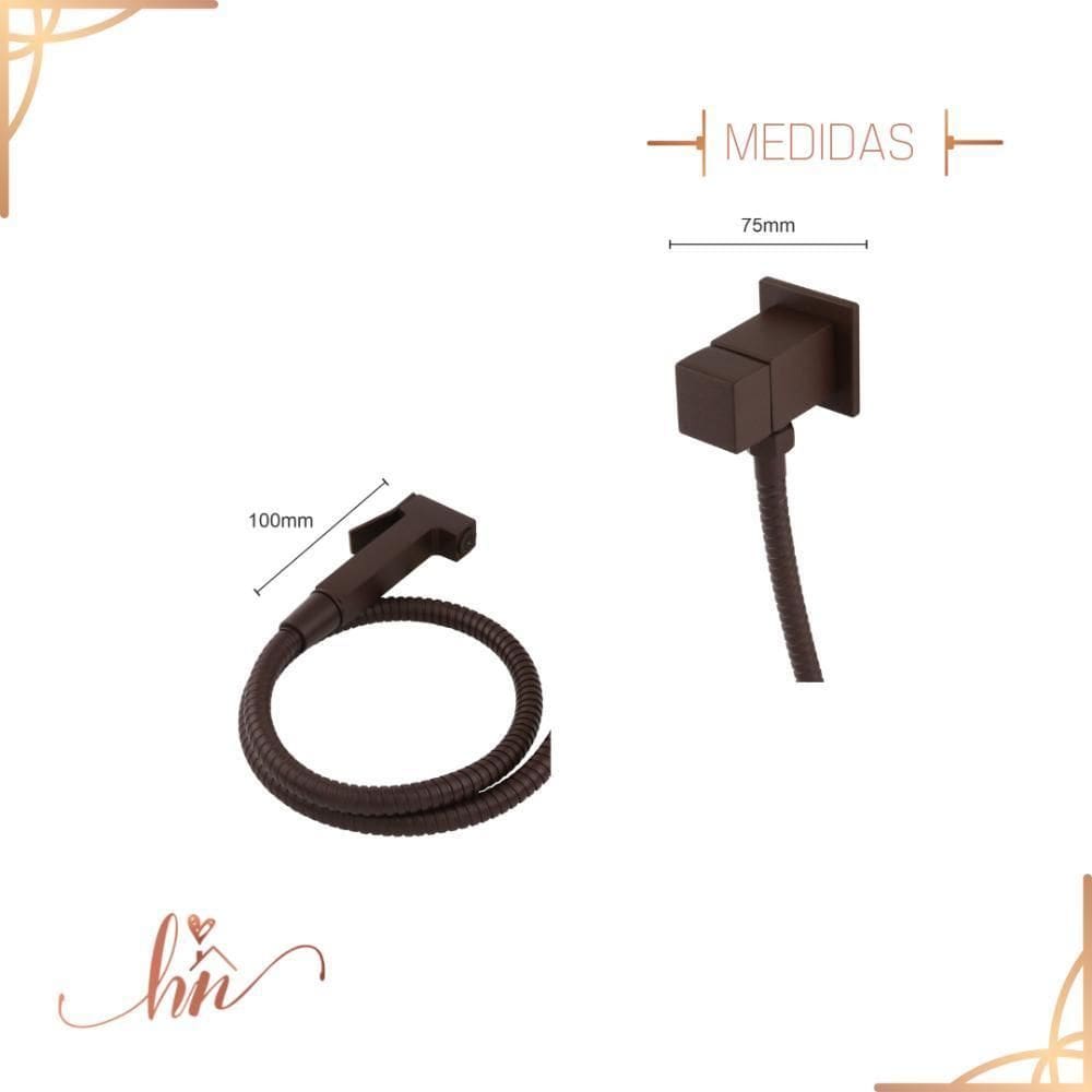 Ducha Higiênica Aço Corten Quadrada Luxo 1/4 De Volta