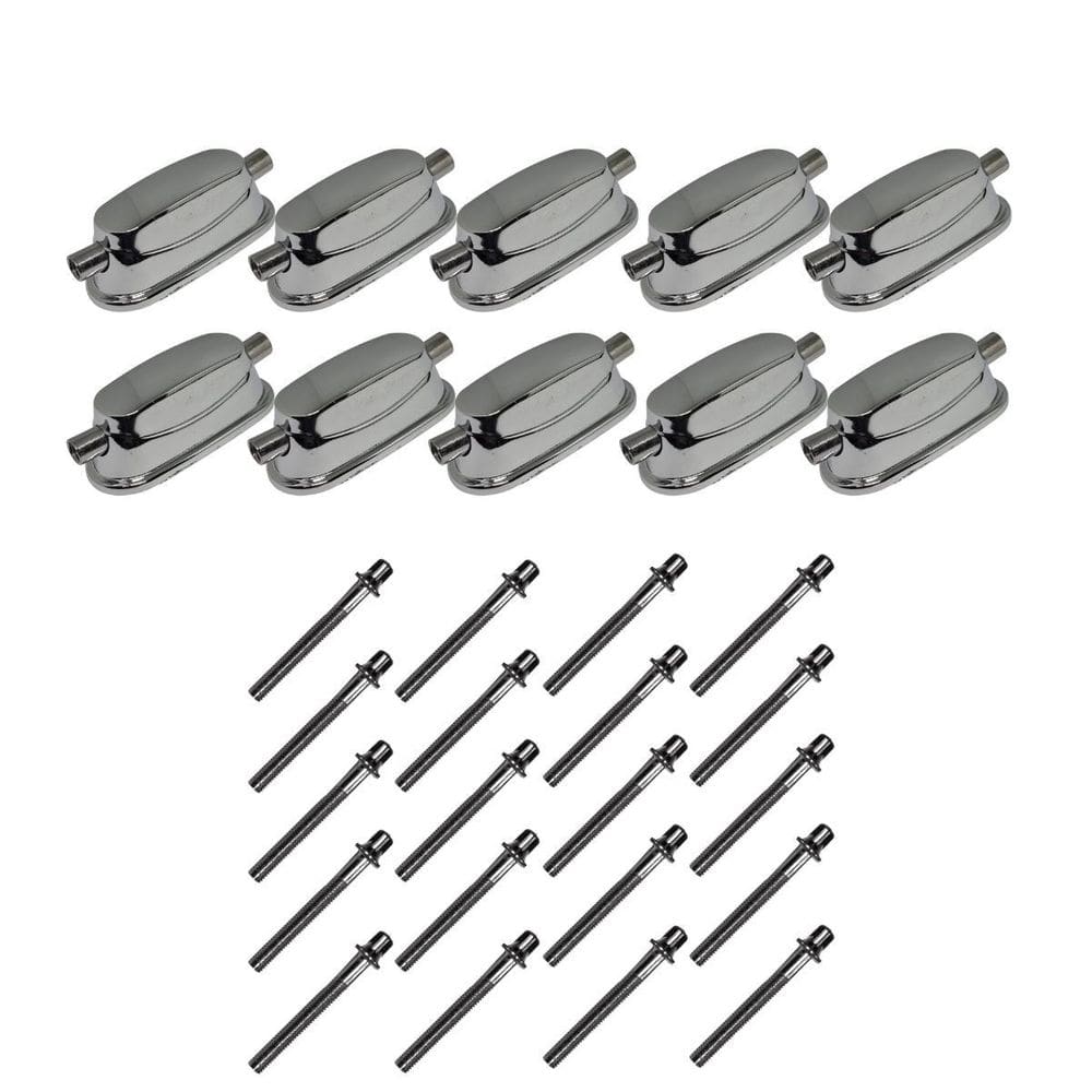Kit 10 Canoas Tom Caixa Cromo 18.4 + 20 Parafusos 51X6Mm M6