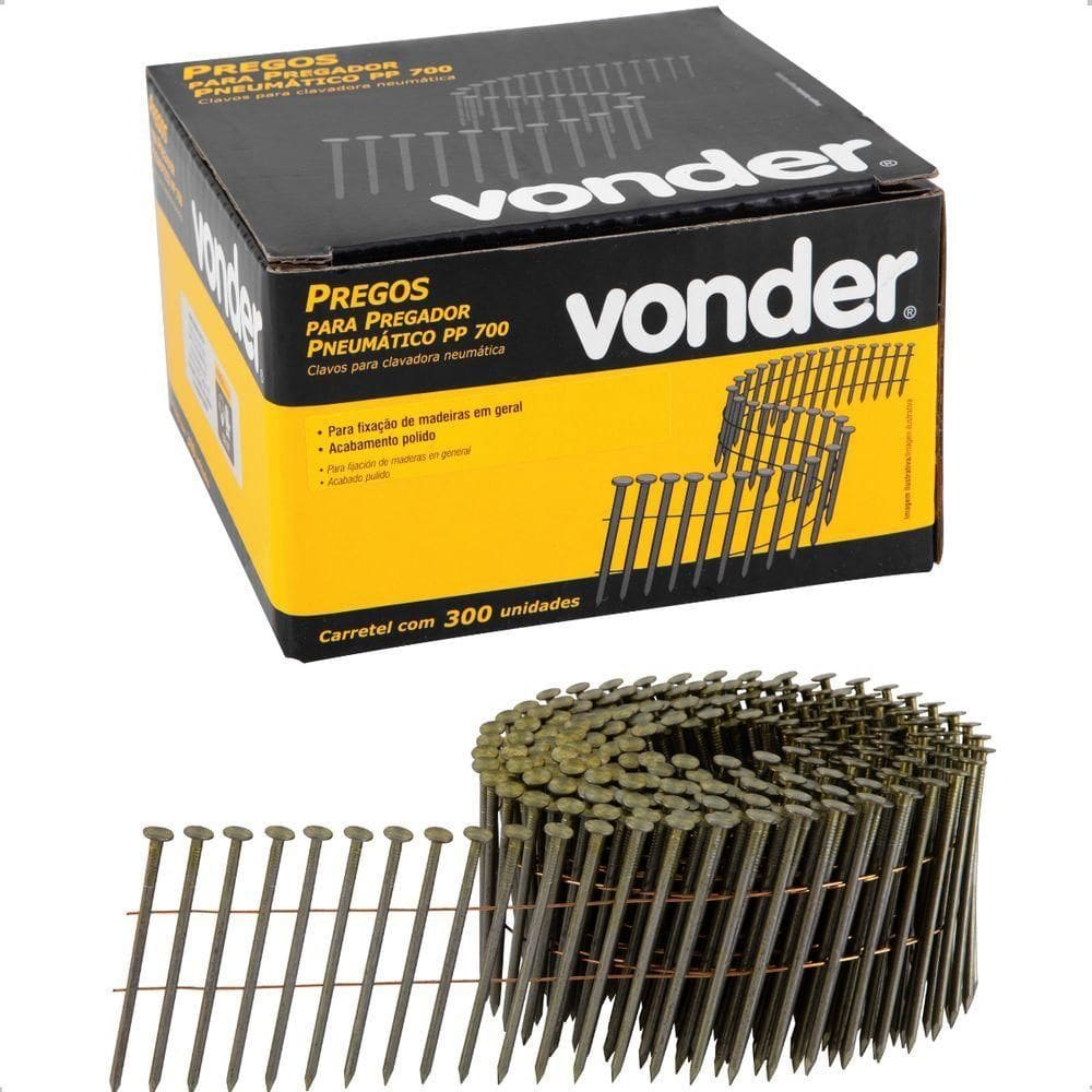 Prego Liso 70 Mm Pp700 Polido 300 Peças Vonder