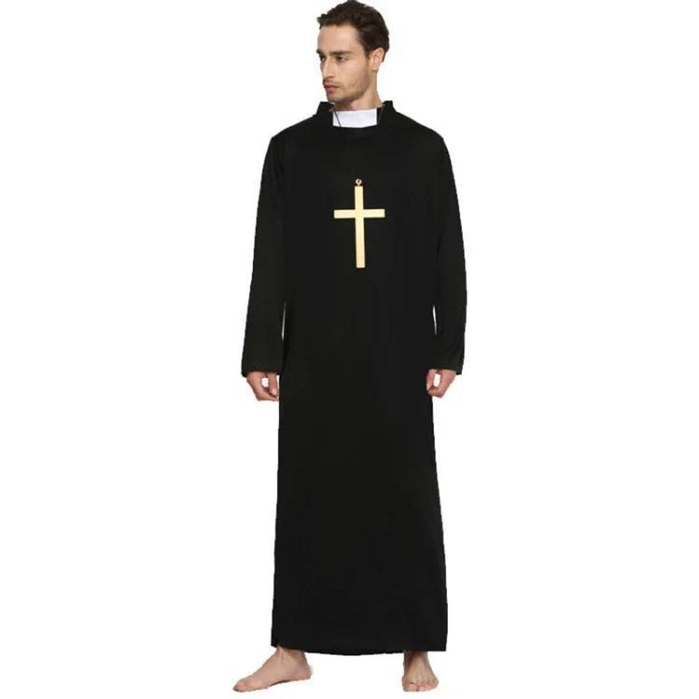 Fantasia Roupa Padre Adulto Festa Hallowen Crucifixo-170-185