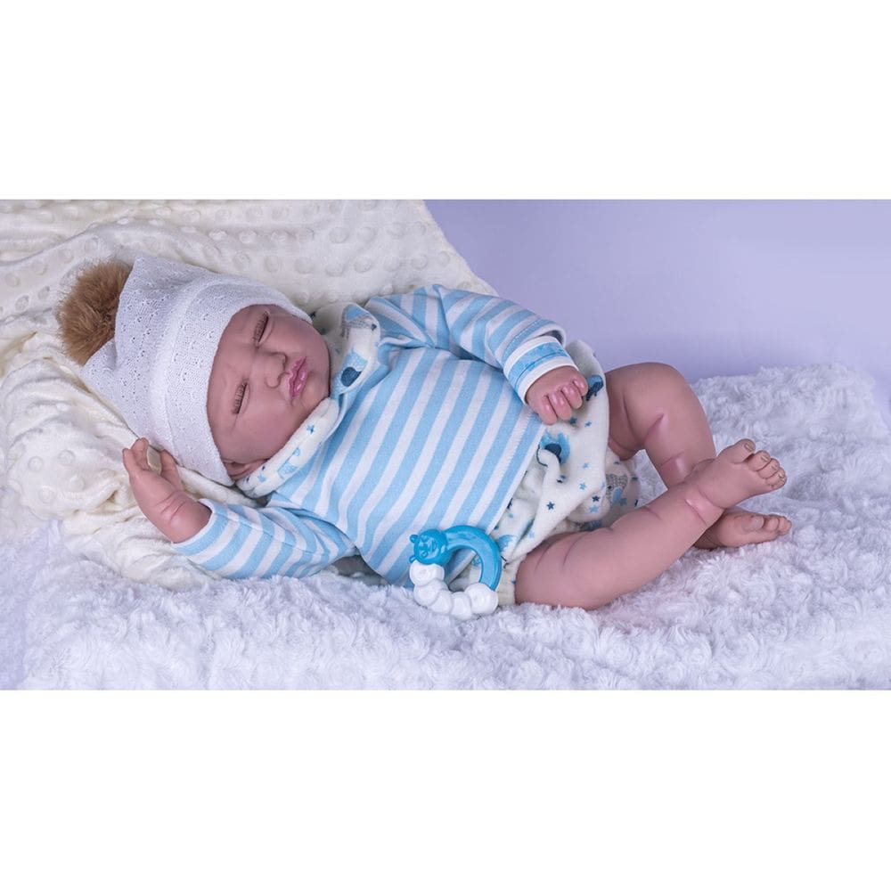 Boneco Bebê Reborn Classics Menino Vinil 44cm Com Acessórios