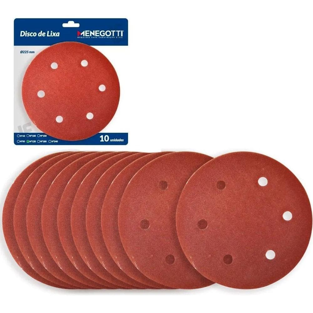 Kit Com 10 Lixas 225Mm Grãos Para Lixadeira Girafa De Teto