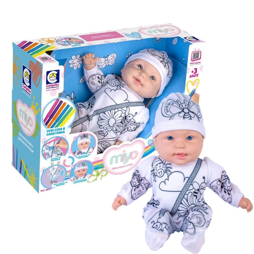 Boneca Miyo Minha Pequena Artista Cotiplás Com Canetinhas