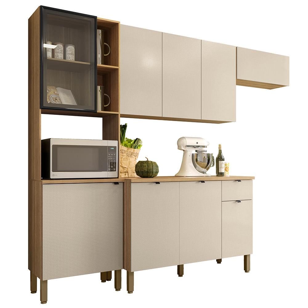 Cozinha Balcao Tampo 251 cm MDF V Plus Freijo Soft KTP