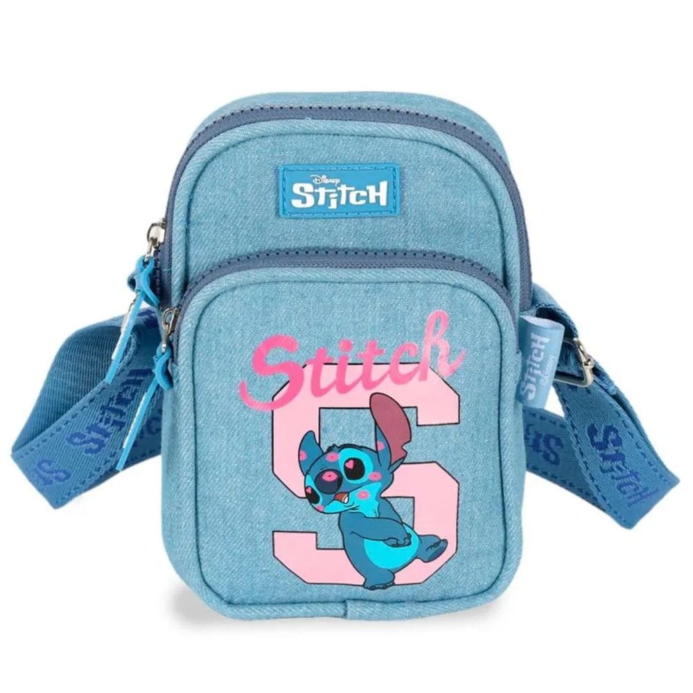 Bolsa Stitch Transversal Jeans Azul Shoulder Casual Feminina