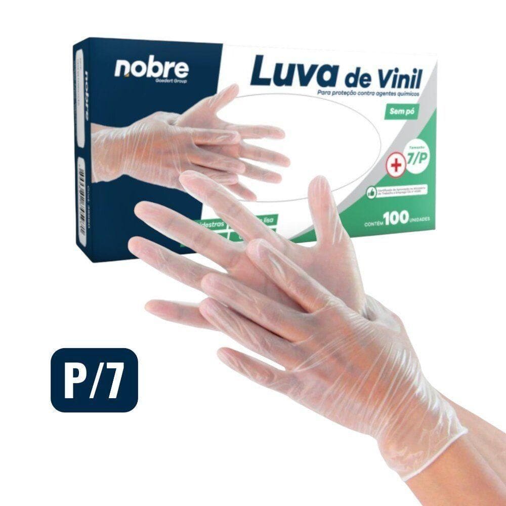 Caixa Com 100 Luvas Vinil S- Pó P Nobre Ca 41265 P- Químicos E Saúde Transparente