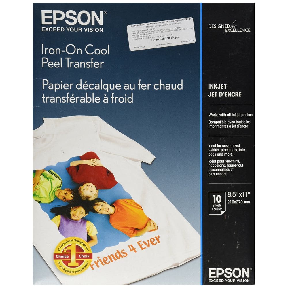 Papel de transferência Epson Iron-on Cool Peel 8,5x11” 10 folhas