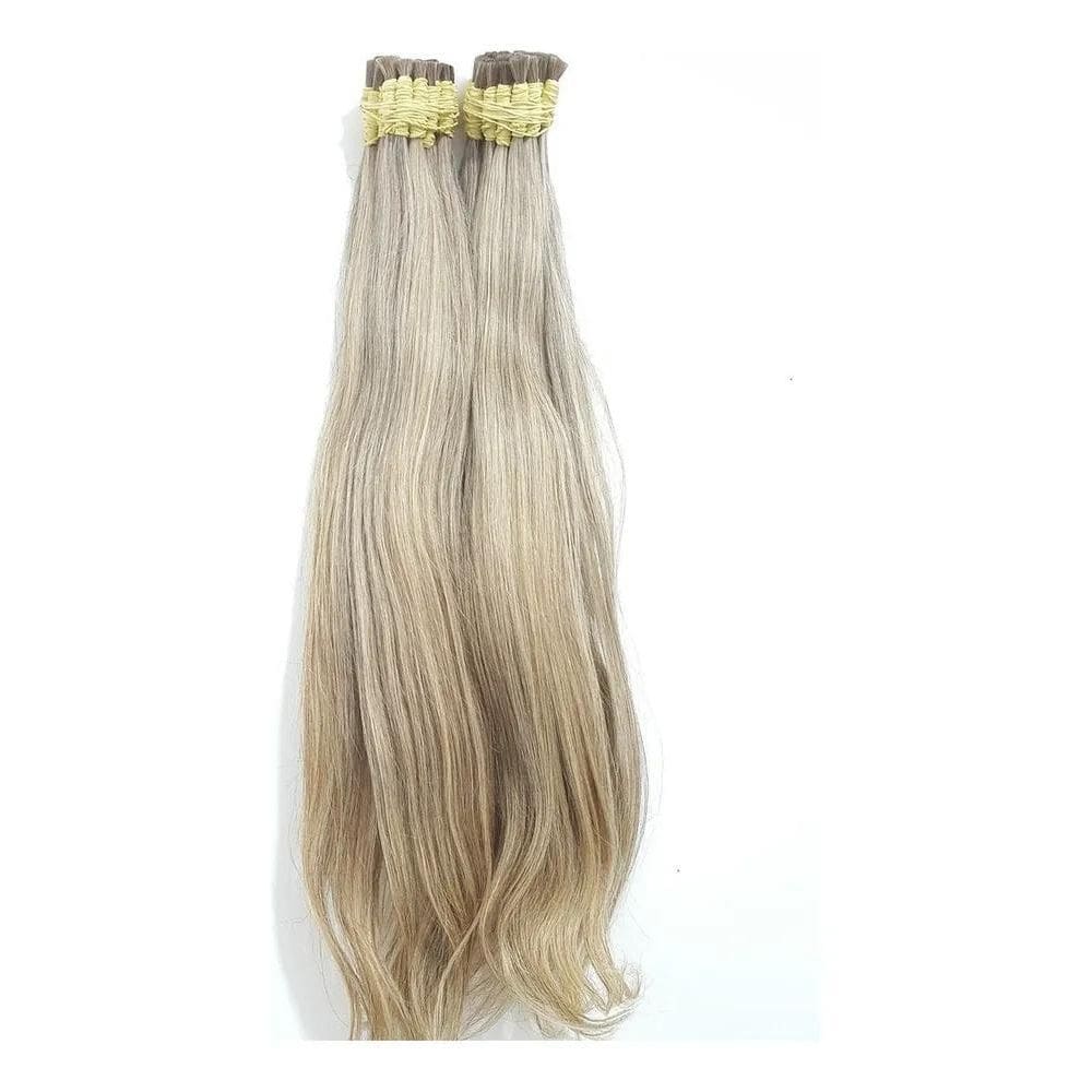 Cabelo Humano Loiro Mesclado Cinza 55 Cm Com 50 Gramas