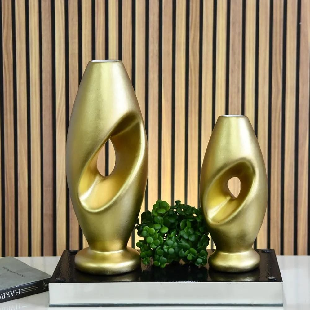 Enfeite Rack Sala Trio Vaso Branco Decorativo Objetos Decora