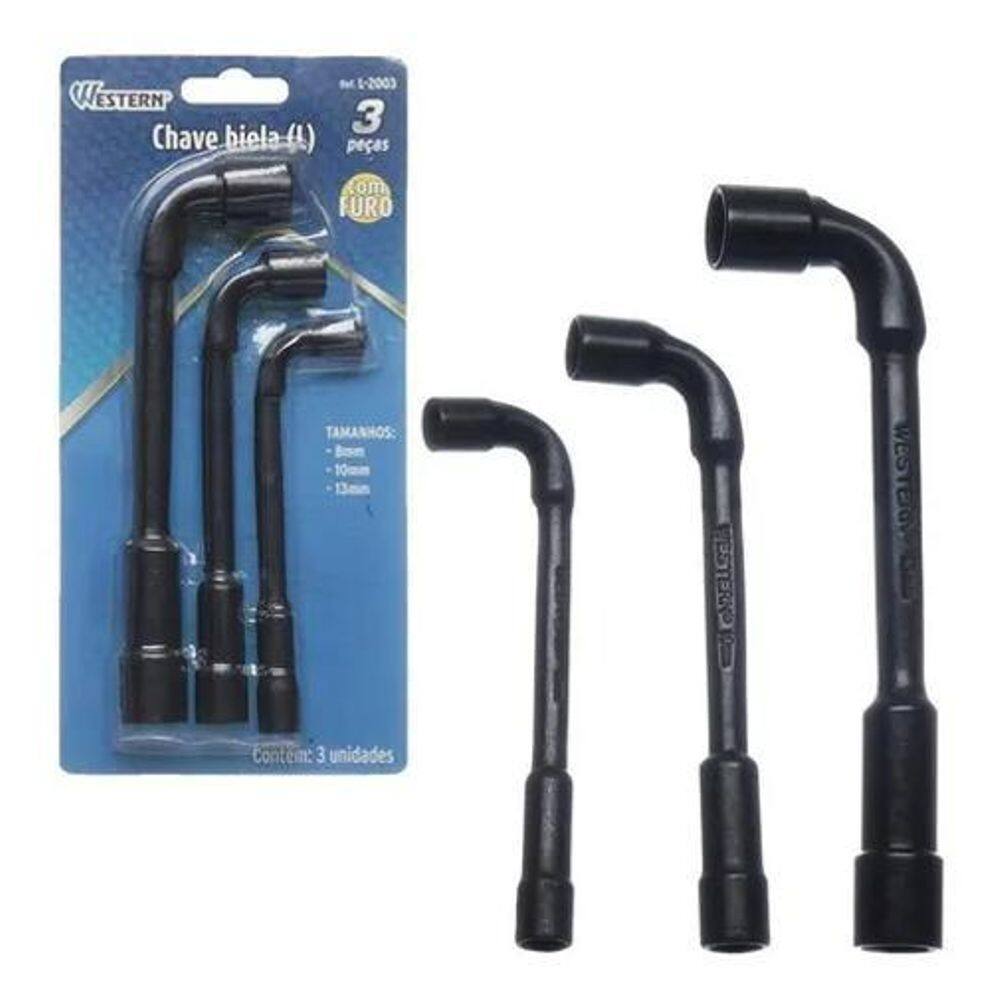 Kit Jogo De Chave Biela  L  Com Furo 3Pçs L-2003 Western