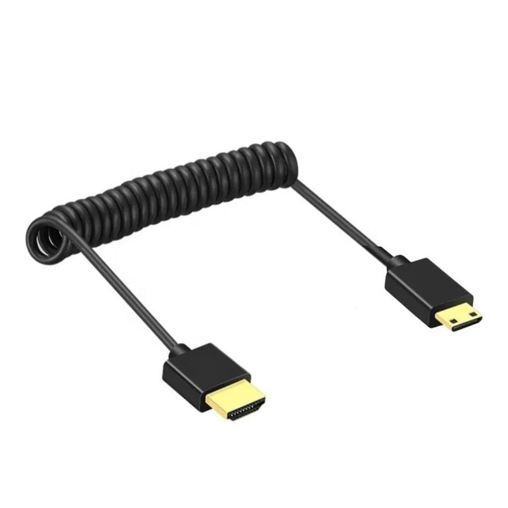 2X Cabo Câmera Monitor Mola Espiral Hdmi X Mini-Hdmi 2.0 4K