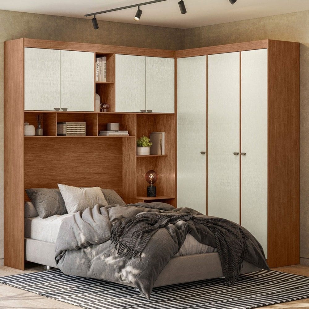 Guarda-Roupa Casal Modulado Lugano 7 Portas 4 Gavetas Jatoba/Areia - Santos Andirá