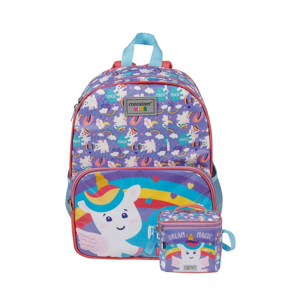Kit Escolar Mochila De Costas + Lancheira Térmica Unicórnio