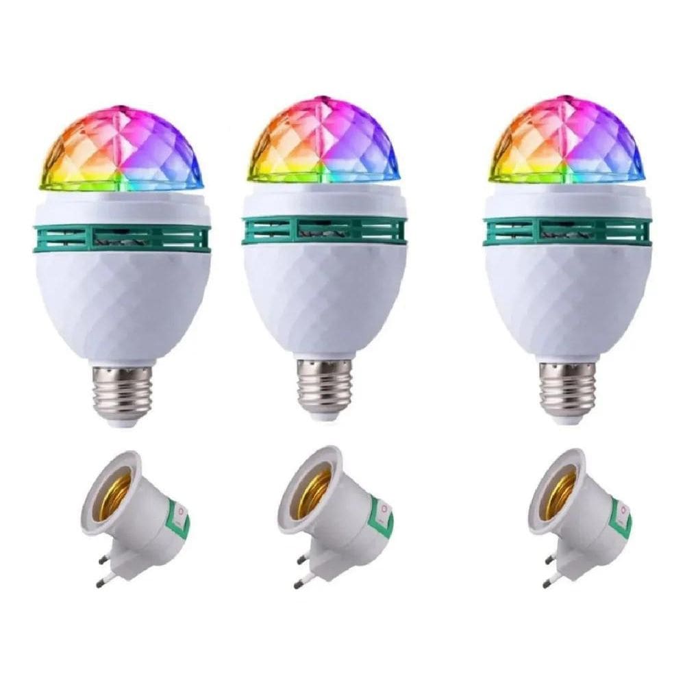 2X Kit 3 Lampada De Led Giratoria Led Dj Strobo Festas Event