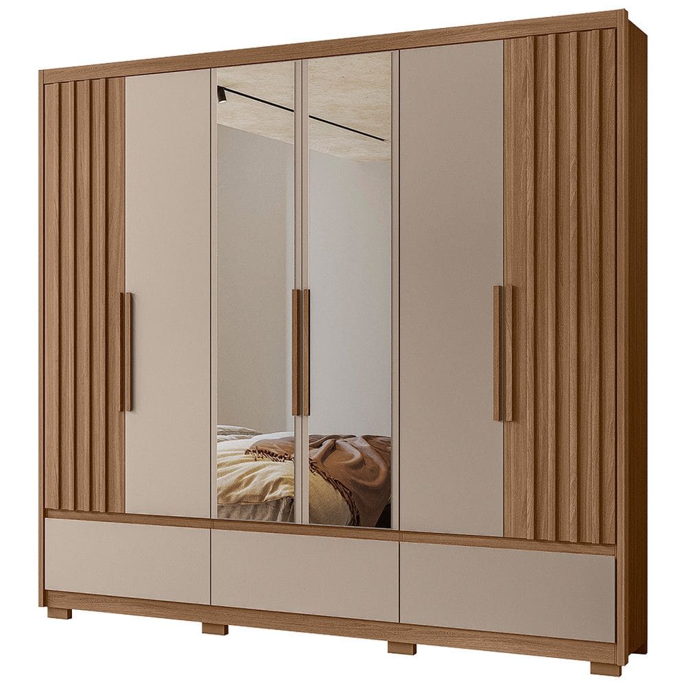 Guarda-Roupa Casal 6 Portas Bater 5 Gavetas Amazonas Moval Roupeiro