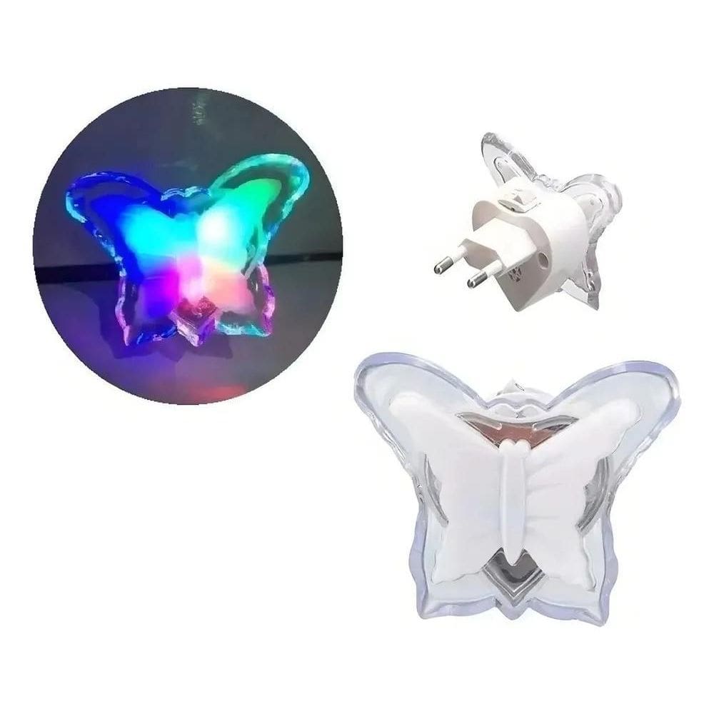 2X Abajur De Tomada Parede Luminária Borboleta Infantil 2020