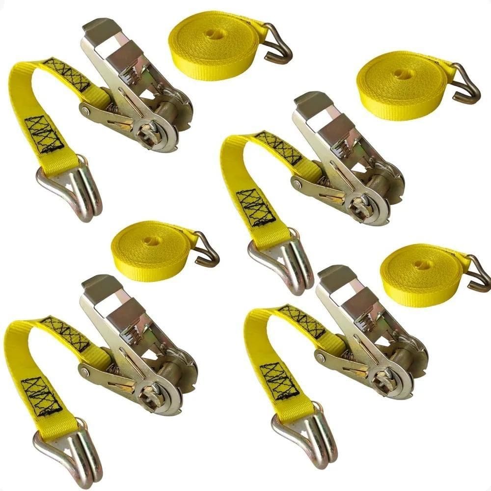 2X Kit 4 Jogos Cinta Catraca De Amarração Carga 800Kg Reforç
