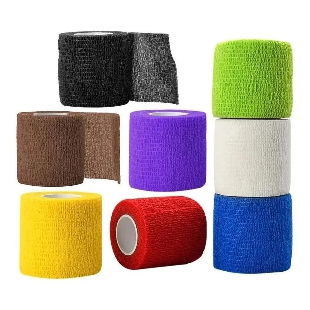 2X Bandagem Elástica Adesiva Flexível Atadura - 5Cm - Kit 6