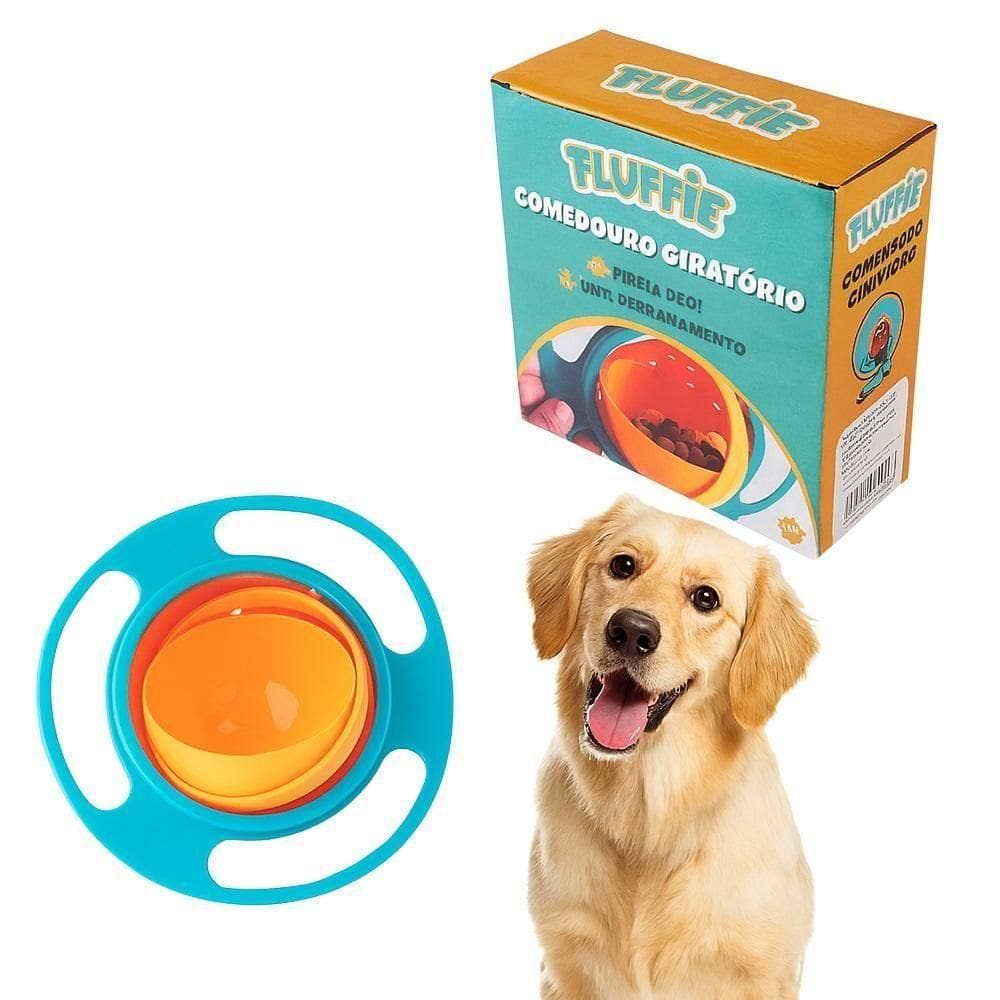 Comedouro Pet Giratorio Alimentador Inteligente Cachorro Gato Design Rotativo Sistema Anti Sujeira