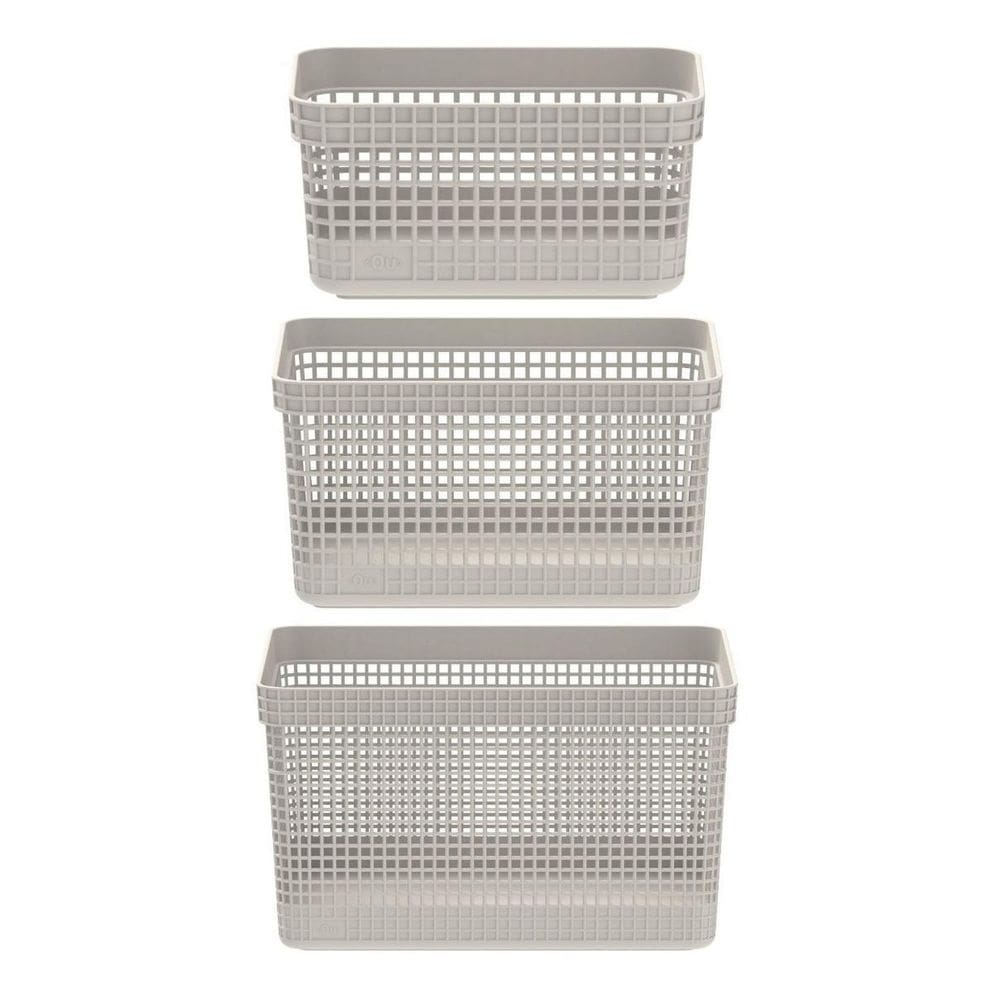 Cj 3 Caixas Organizadoras Cestos Grid Closet Quarto Bebê
