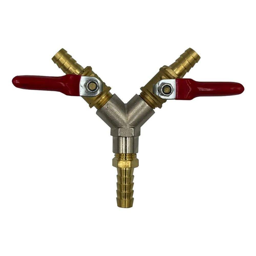 2X Adaptador Para Gás Em Y Triplo 3/8 Bico Mang. Com 2 Registro