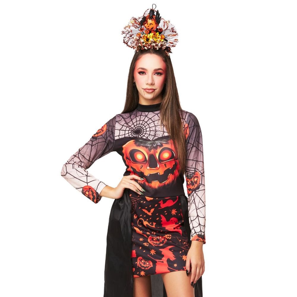 Fantasia Bruxa Halloween Vestido Feminino Adulto Preto Curto