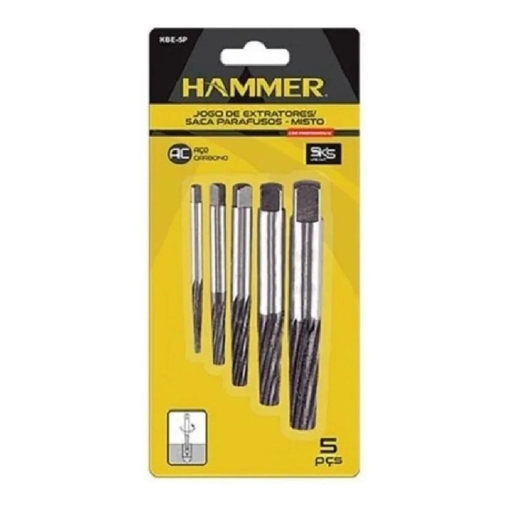 Jogo De Extratores Parafusos Mistos 5Pc Profissional Hammer