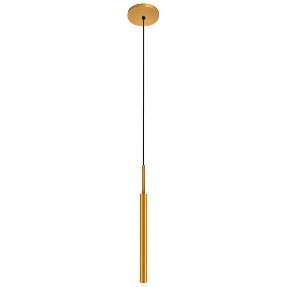Kit 2 Luminárias Pendente De Teto Tubo Difusor Mesa Dourado