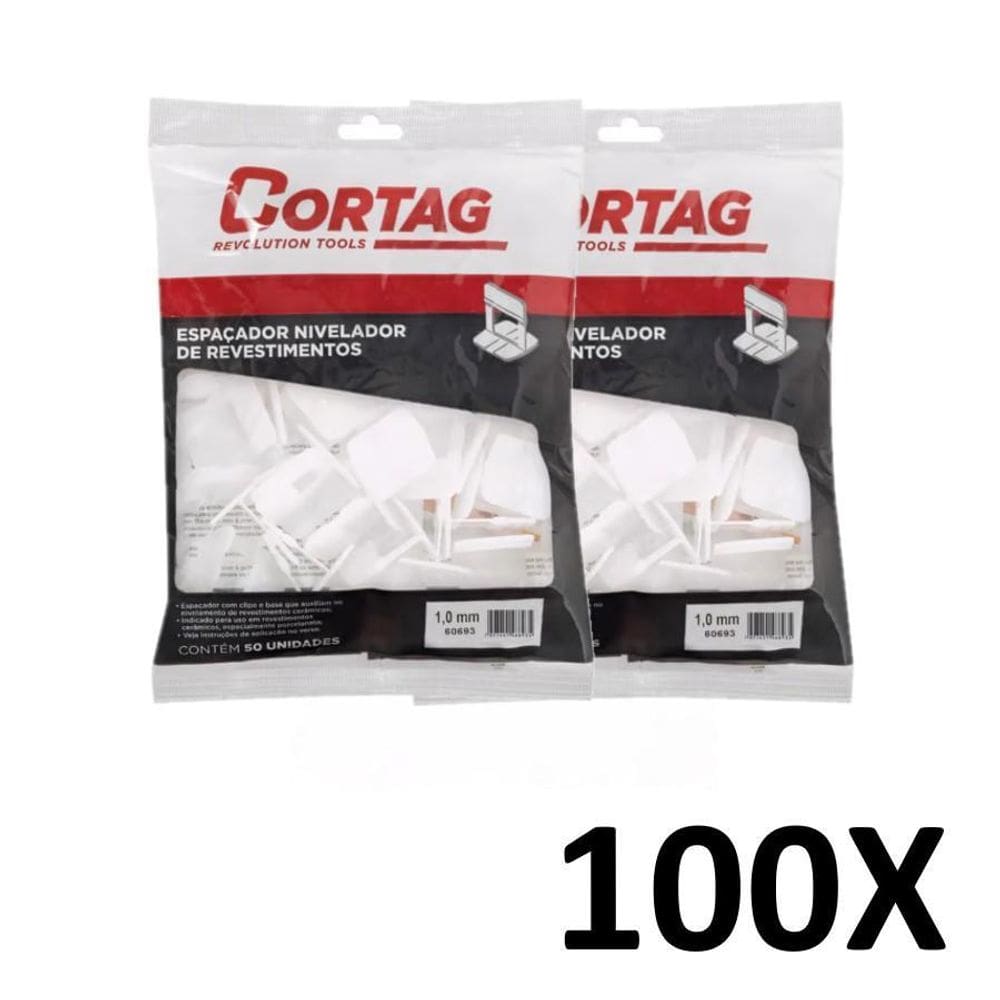 Kit 100 Espaçador Nivelador Revestimento Porcelanato 1,0Mm
