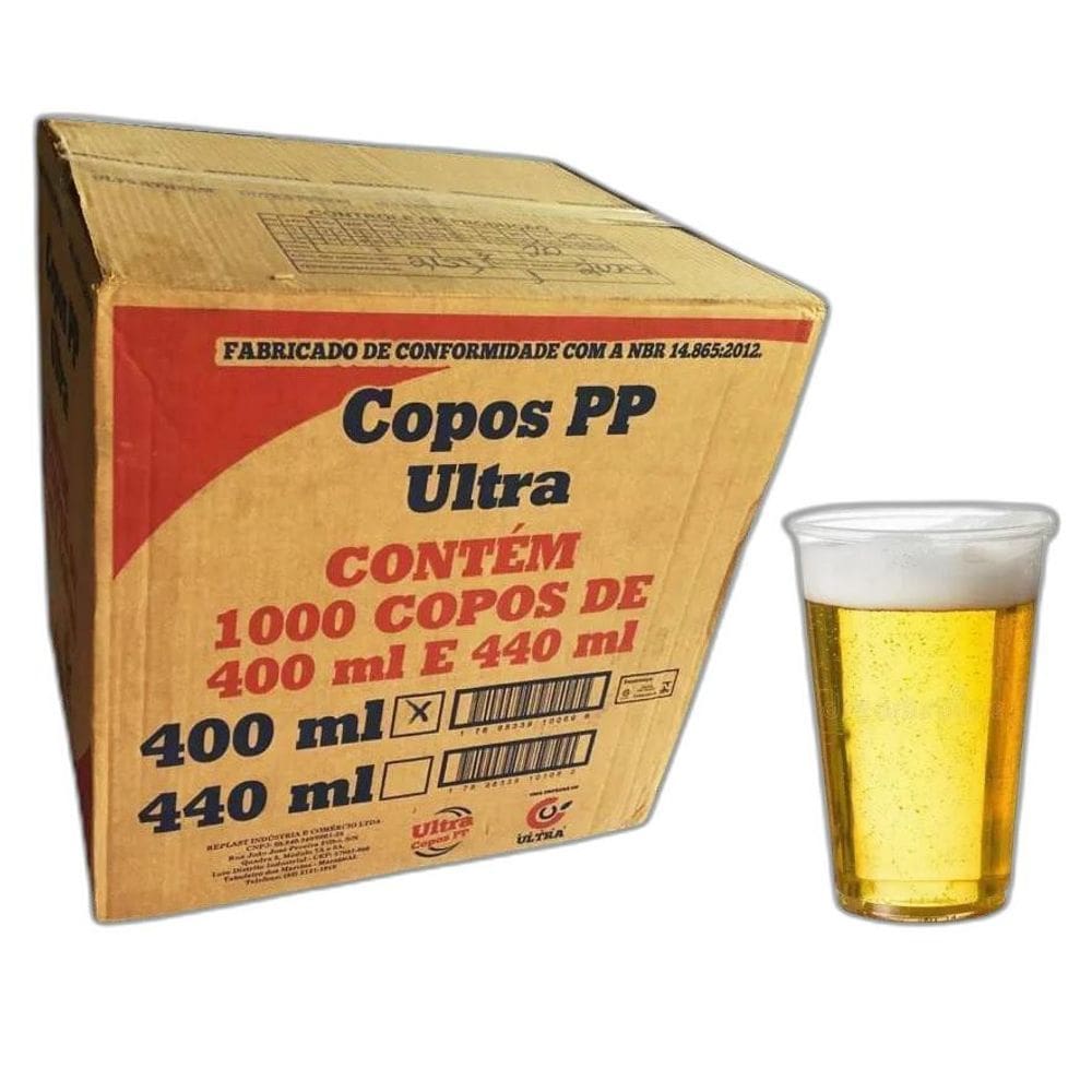 Copo Plástico Descartável Post Mix Liso 400Ml  1Cx  C/1000
