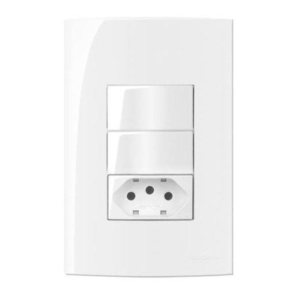 Conjunto 1 Tomada 2P+T 10A-250V +2 Interruptores Simples 4X2