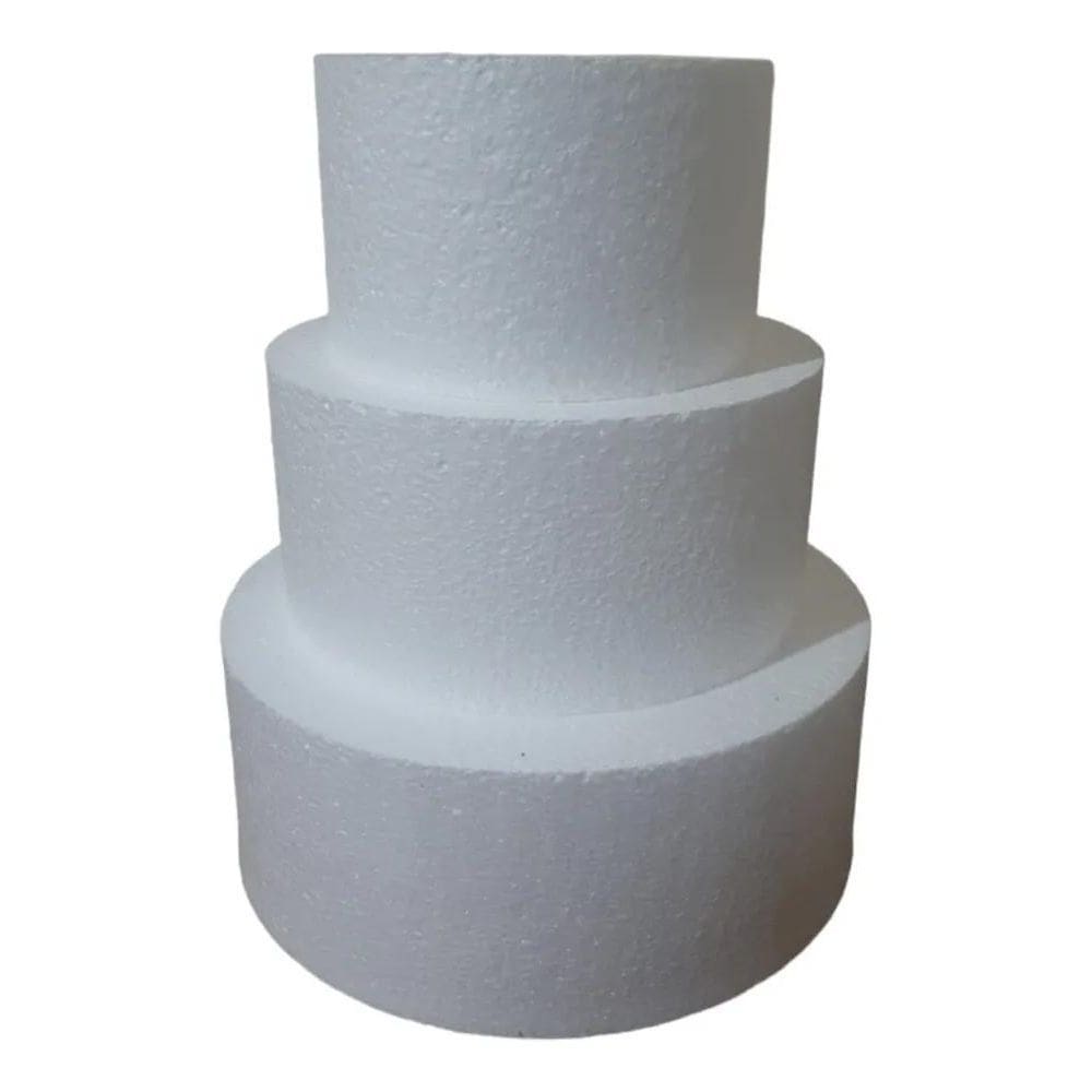 Base De Isopor Redonda Para Bolo Fake Kit 15,20,25X10Cm