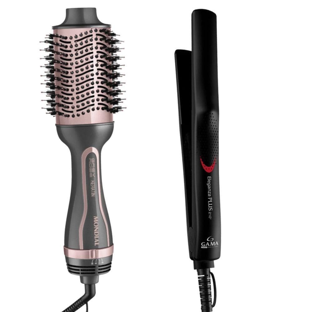 Kit Chapinha Prancha Alisadora Gama + Escova Secador Modelador Es-11 Mondial