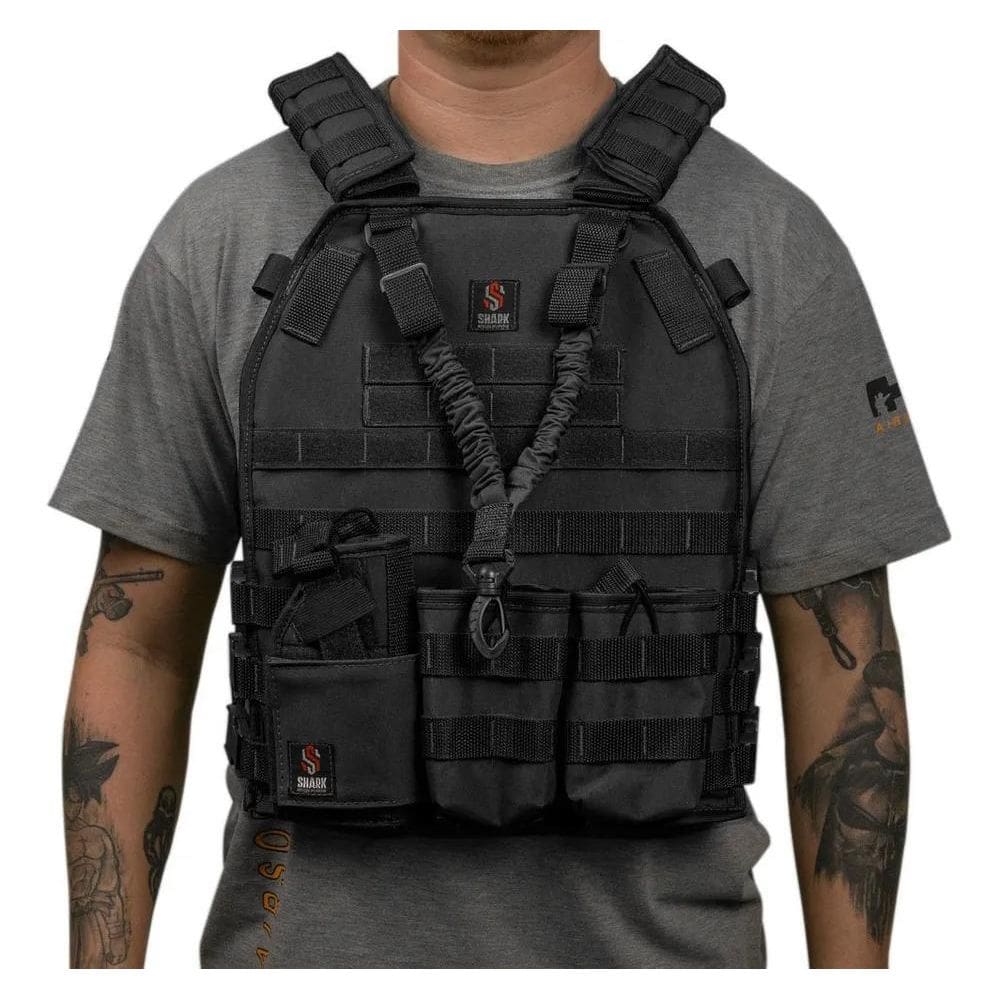 2X Colete Plate Modular Shark + 4 Acessorios Molle + Bandole