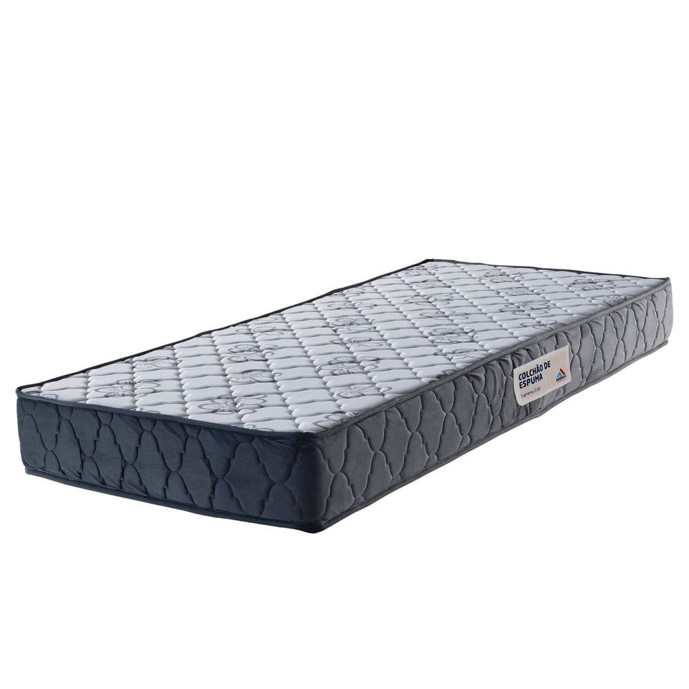 Colchão de Solteiro Espuma D-28 100% Poliéster 88cm X 17cm Supremo Cinza Claro / Branco