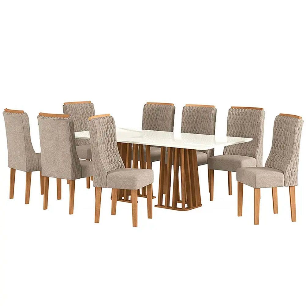 Conjunto de Mesa 8 Cadeiras Tampo de Vidro Jasmin Kappesberg