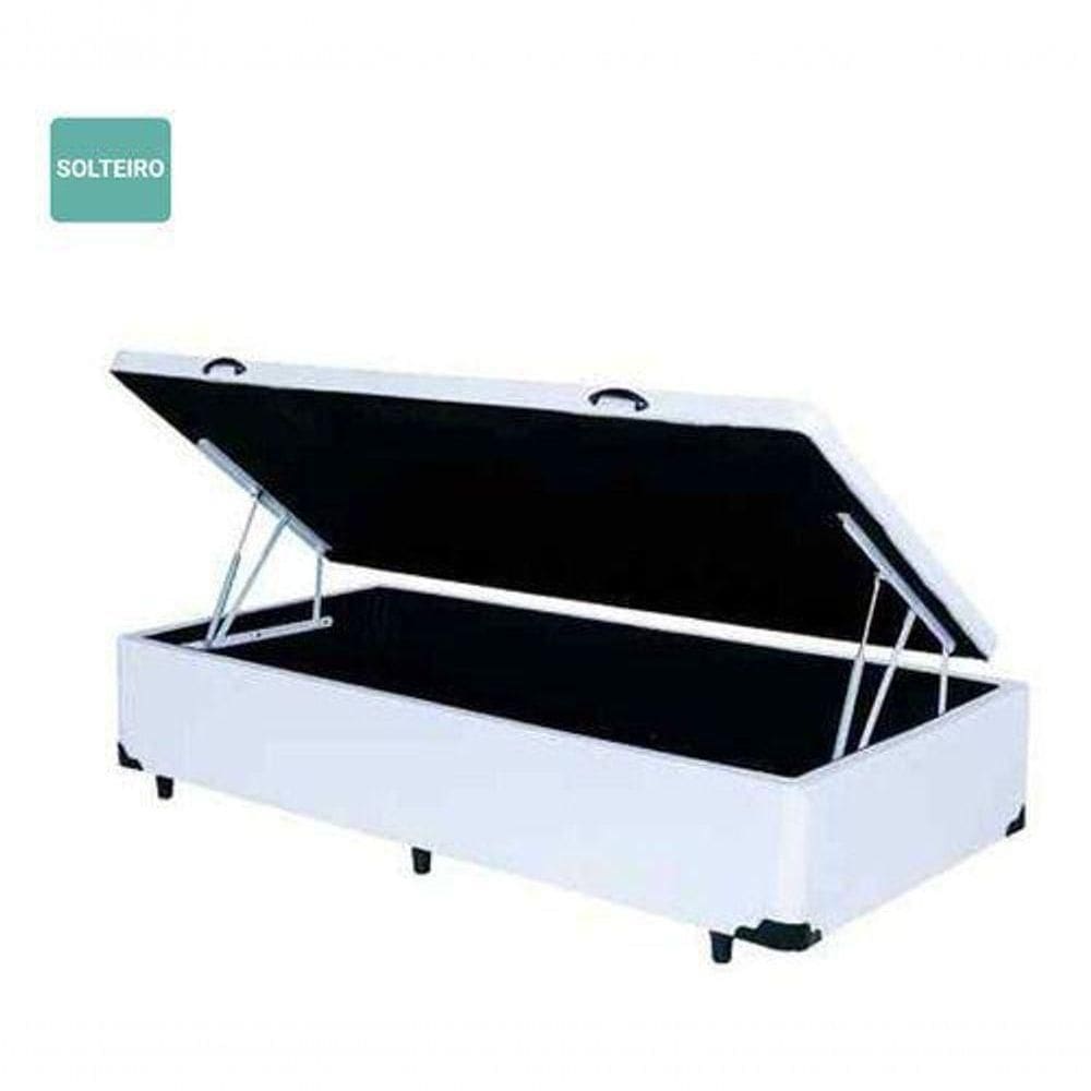 Cama Box Baú Solteiro Sintético Branco 42x188x88