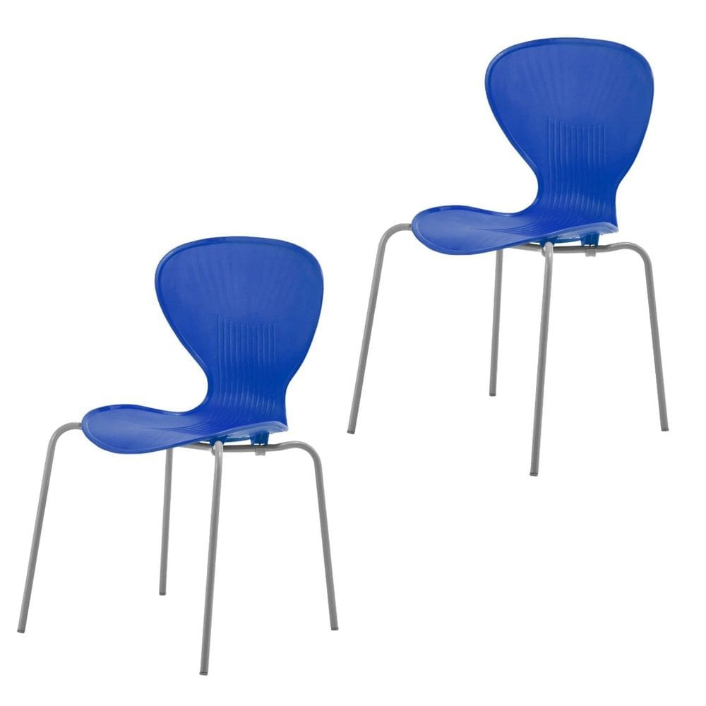 Conjunto 2 Cadeiras Empilháveis Flash Azul