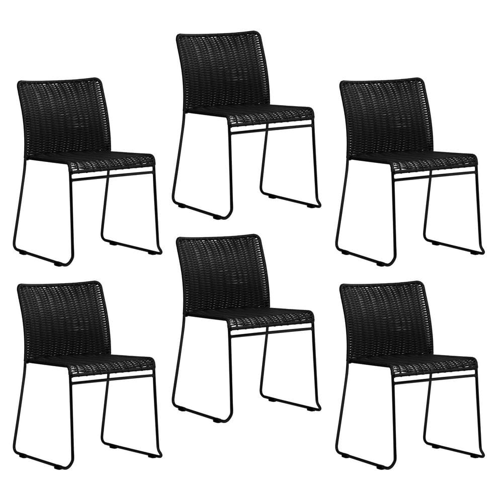 Conjunto 6 Cadeiras Tubular Fronteira Preto
