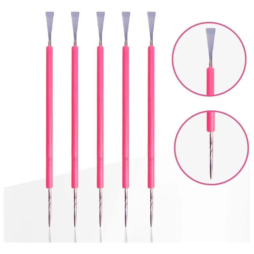 Kit 5 Espátula Cutícula Manicure Mista Cutelaria Aço Inox