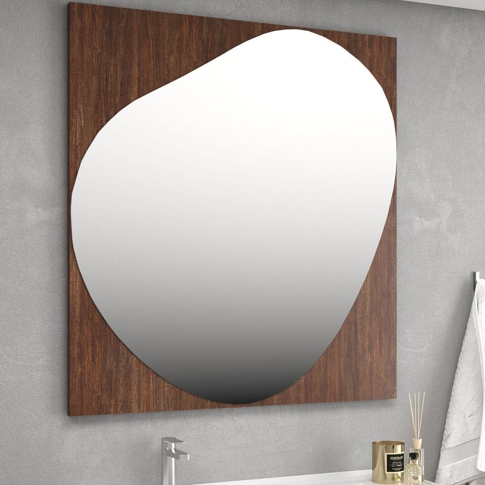 Espelheira para Banheiro 80x86cm Brooklin Imbuia